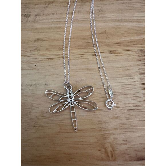 Dragonfly Sterling Silver Necklace Pendant, 18”, NEW, Handmade, Artisan - Picture 3 of 6